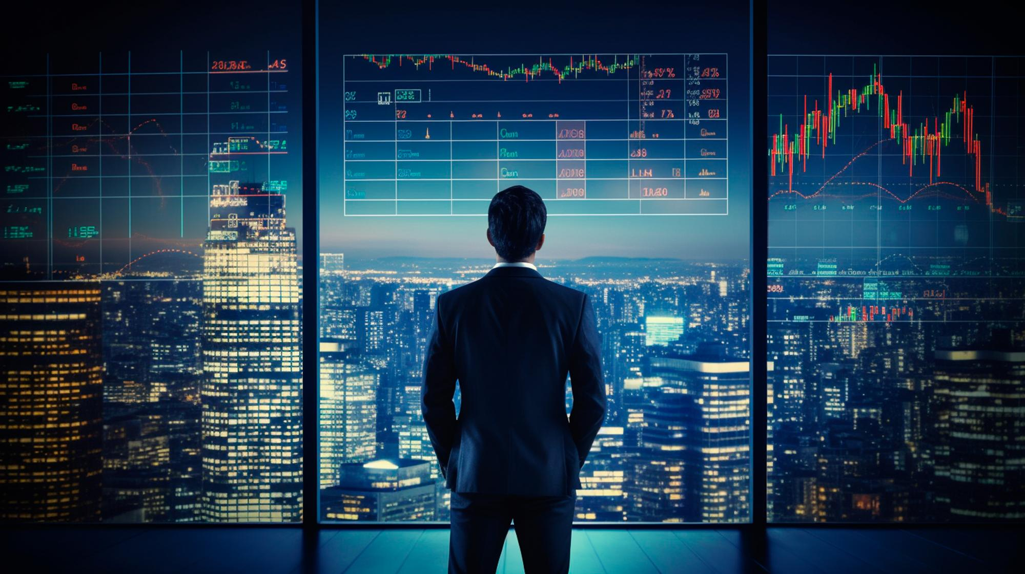 businessman stock exchange market generative ai illustrator