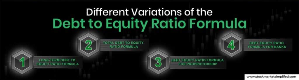 Different Variations of the Debt to Equity Ratio Formula
