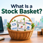 What Is a Stock Basket? What Is a Stock Basket? genrate blog image for this title use only this text AND GENRATE IAMGE ACCORIDG TO THE STOCK ARKET THEME USE ONLY What Is a Stock Basket?