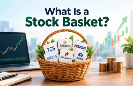 What Is a Stock Basket? genrate blog image for this title use only this text AND GENRATE IAMGE ACCORIDG TO THE STOCK ARKET THEME USE ONLY What Is a Stock Basket?
